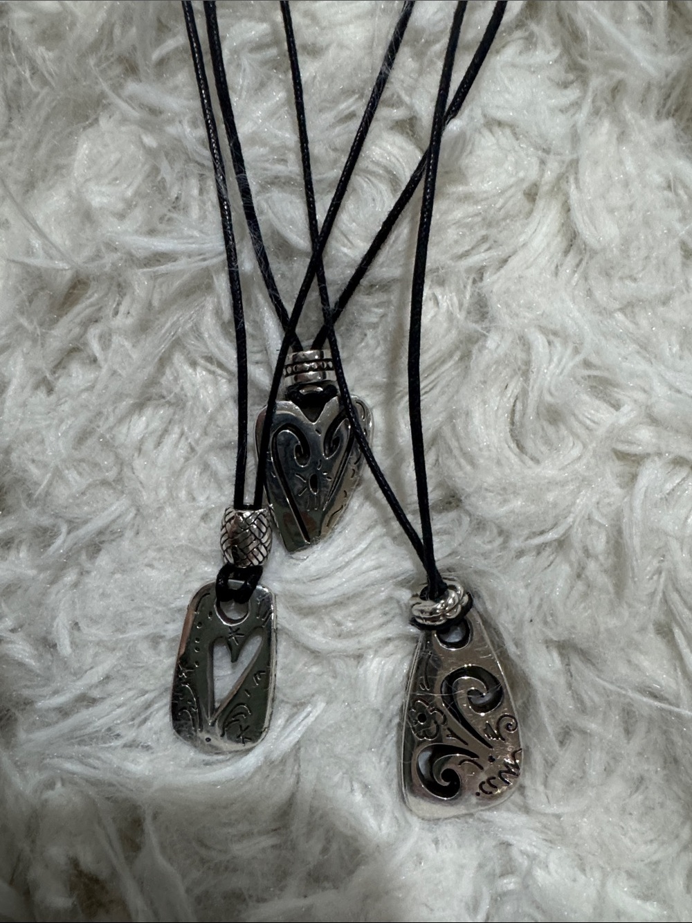Brighton Brazilian Silvertone Black Multi-Strand Heart & Pendant Necklace